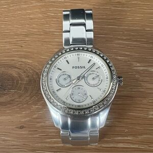 Fossil Silver Crystal Accent Stainless Steel Watch